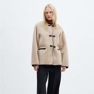 Mango Fur-effect coat with appliqués size M